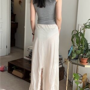 Maxi cream satin slip skirt